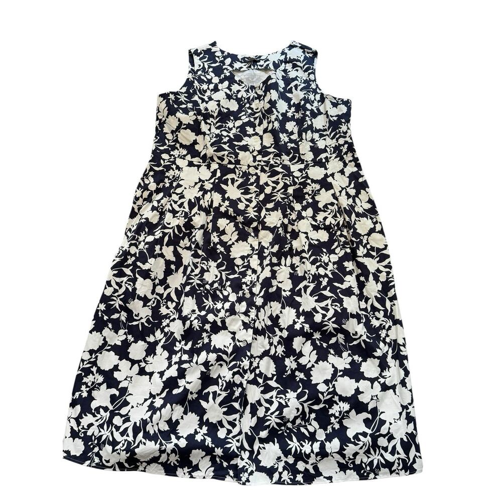 Chadwick’s of‎ Boston 24W Plus Hawaiian Floral Dress Navy White Tourist Vacation